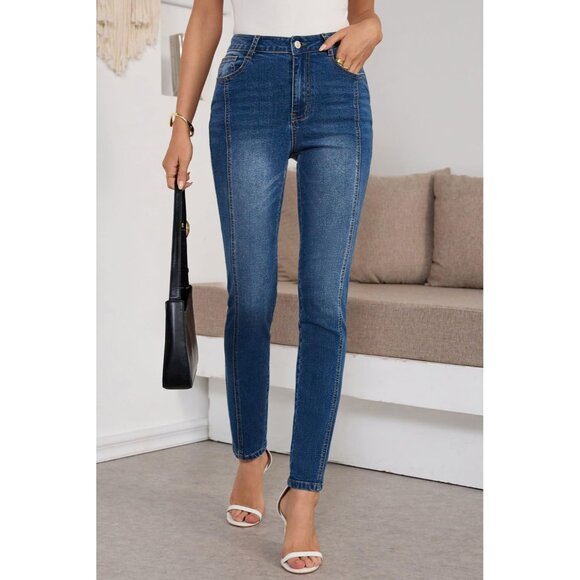 Women's Stretchy High Waisted Skinny Jeans Denim Jeggings Size 14 - Picture 4 of 6